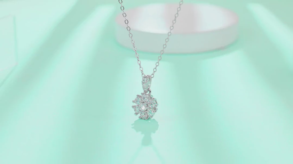 Flurry Moissanite Snowflake Pendant Necklace in Sterling Silver — video