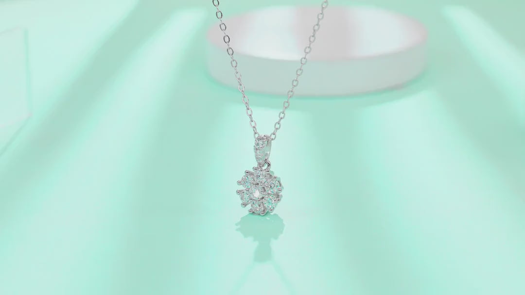 Flurry Moissanite Snowflake Pendant Necklace in Sterling Silver — video