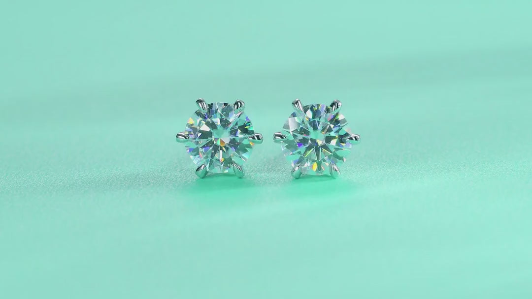 Sentinel 1 Carat Moissanite Stud Earrings in Sterling Silver — video