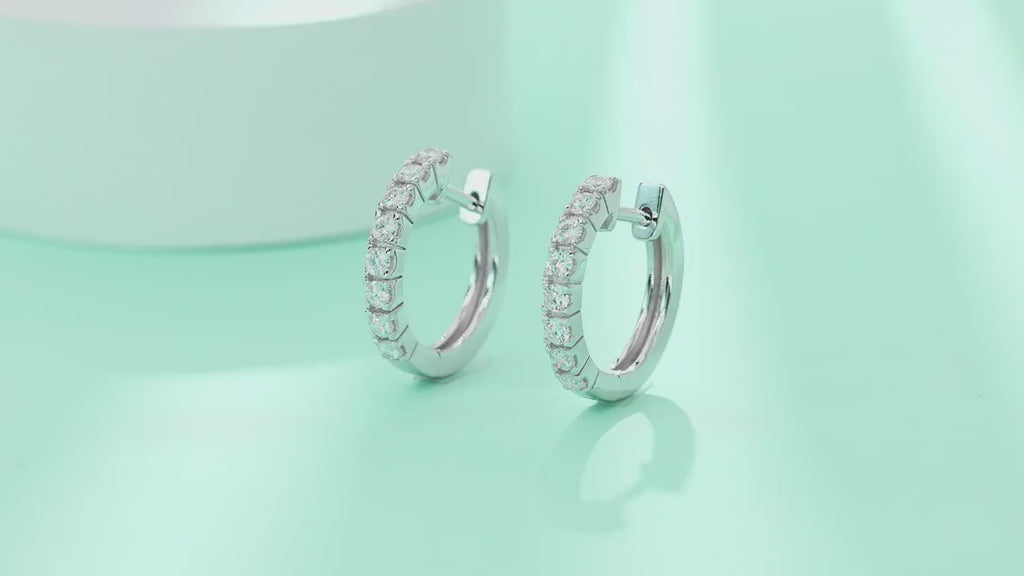 Trace Moissanite Huggie Hoop Earrings in Sterling Silver — video