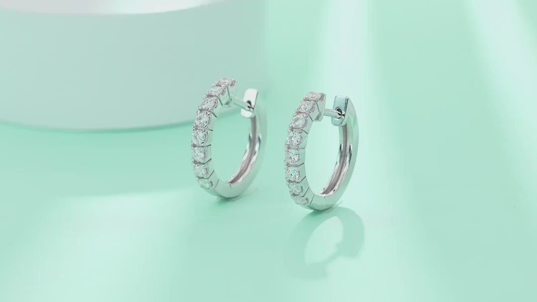 Trace Moissanite Huggie Hoop Earrings in Sterling Silver — video
