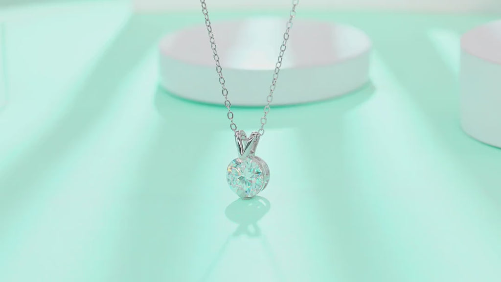 Lucent 2 Carat Moissanite Solitaire Pendant Necklace in Sterling Silver — video