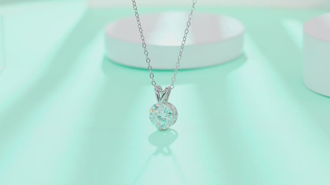 Lucent 2 Carat Moissanite Solitaire Pendant Necklace in Sterling Silver — video