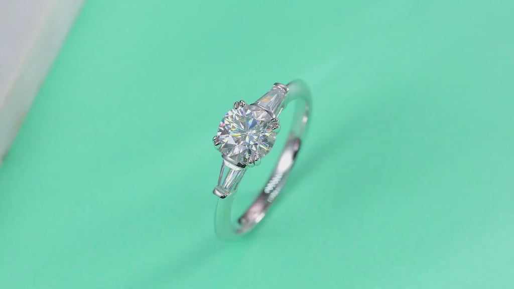 Goddess 1 Carat Moissanite Three-Stone Ring in Sterling Silver — video