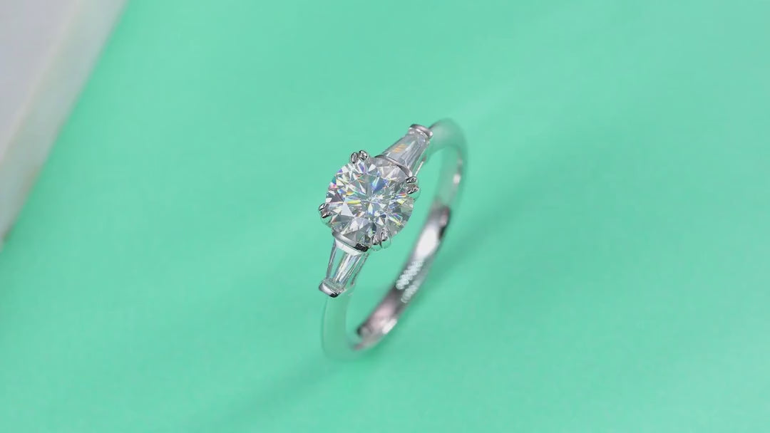 Goddess 1 Carat Moissanite Three-Stone Ring in Sterling Silver — video