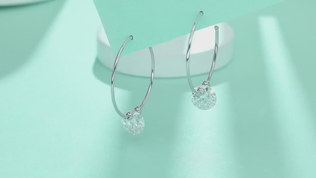 Loophang Moissanite Hoop Drop Earrings in Sterling Silver — video