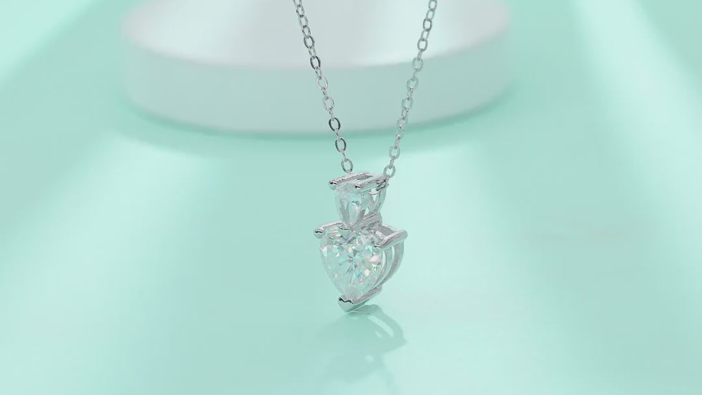 Cherish Heart-Cut Moissanite Heart Pendant Necklace in Sterling Silver — video