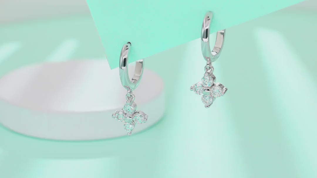 Crux Moissanite Cross Stud Earrings in Sterling Silver — video