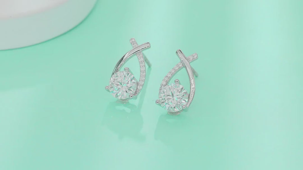 Flourish 1 Carat Moissanite Drop Earrings in Sterling Silver — video