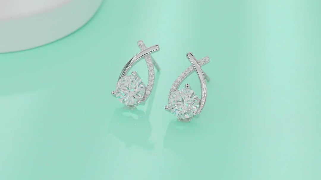 Flourish 1 Carat Moissanite Drop Earrings in Sterling Silver — video