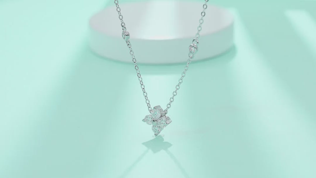 Starlet Moissanite Star Station Necklace in Sterling Silver — video