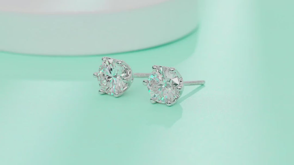 Eclat Moissanite Stud Earrings in Sterling Silver — video
