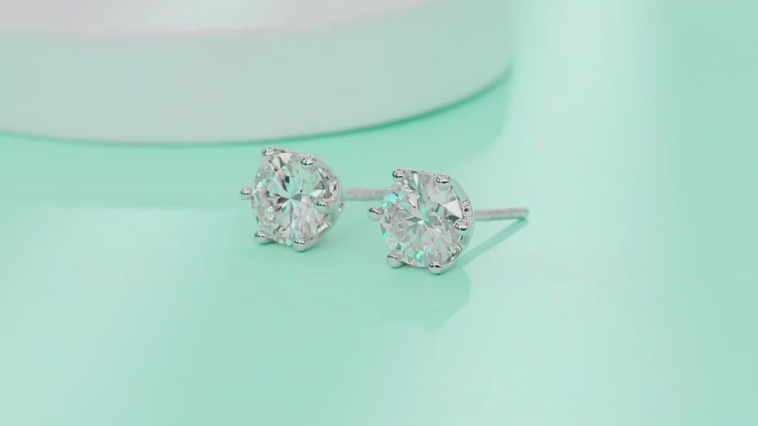 Eclat Moissanite Stud Earrings in Sterling Silver — video