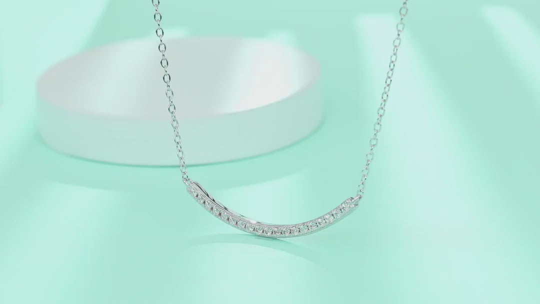 Grace Moissanite Curved Bar Necklace in Sterling Silver — video