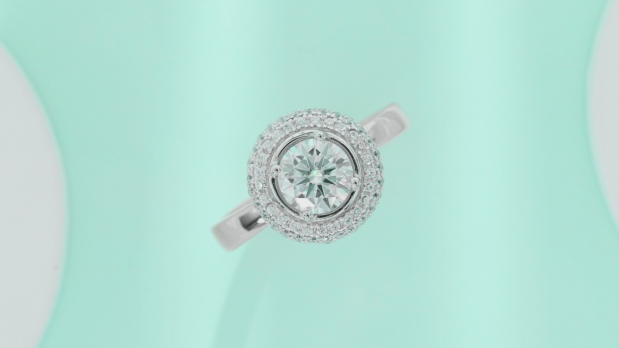 Moonwater 1 Carat Moissanite Double Halo Ring in Sterling Silver — video