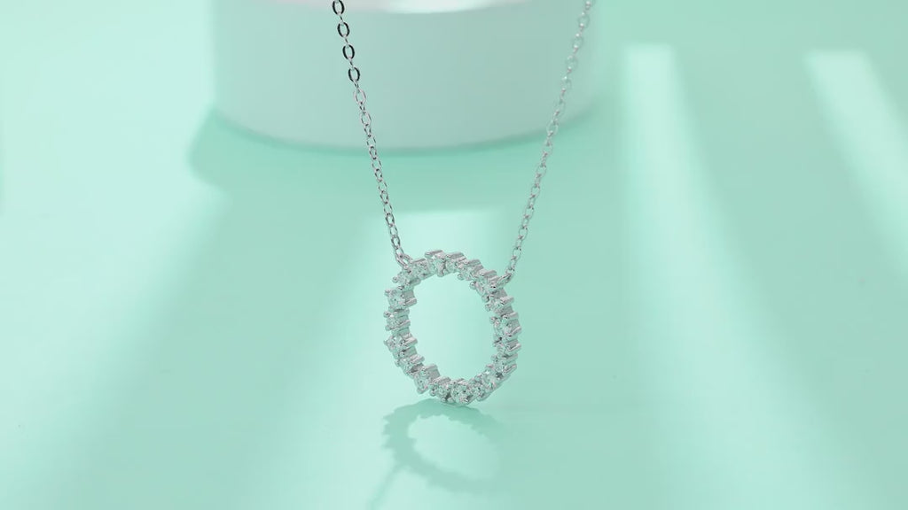 Ripple Moissanite Open Circle Necklace in Sterling Silver — video