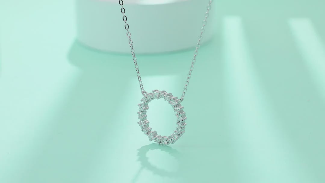 Ripple Moissanite Open Circle Necklace in Sterling Silver — video