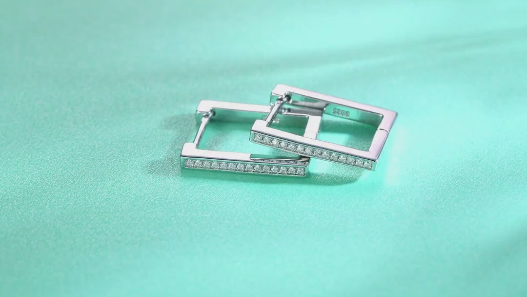 Linq Moissanite Huggie Hoop Earrings in Sterling Silver — video