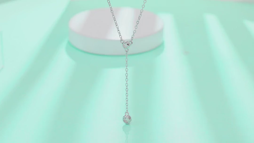 Cascade Moissanite Lariat Necklace in Sterling Silver — video