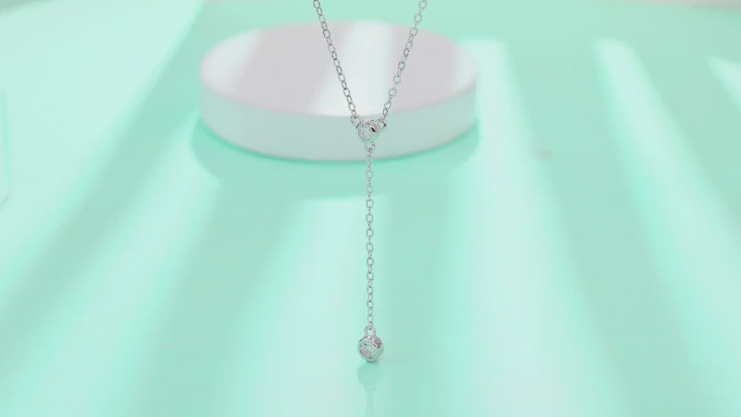 Cascade Moissanite Lariat Necklace in Sterling Silver — video