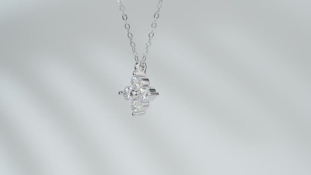 Trefle Moissanite Clover Pendant Necklace in Sterling Silver — video