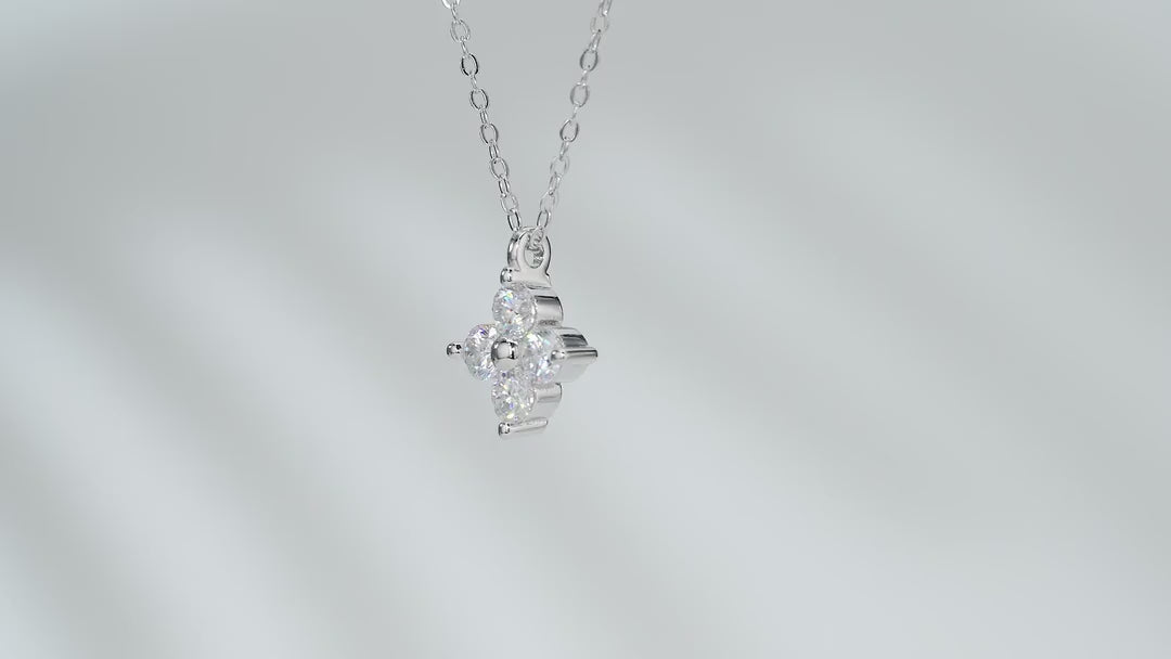 Trefle Moissanite Clover Pendant Necklace in Sterling Silver — video