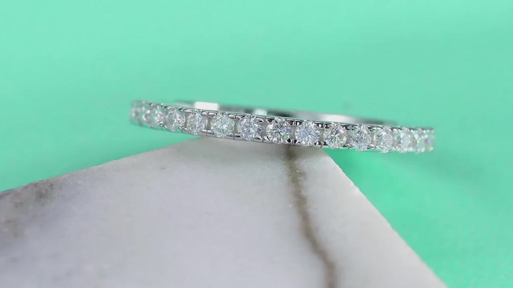 Daylight Moissanite Eternity Band Ring in Sterling Silver — video