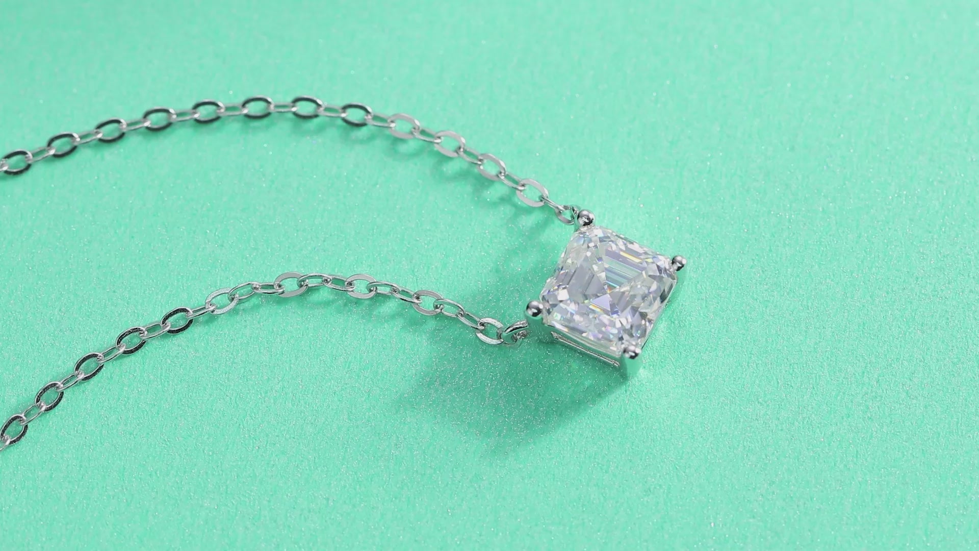 Eternity Square-Cut Moissanite Pendant Necklace in Sterling Silver — video