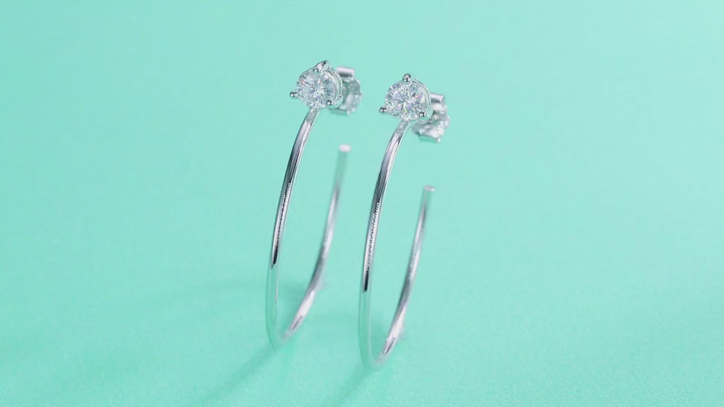 Whimsy Moissanite Open Hoop Earrings in Sterling Silver — video