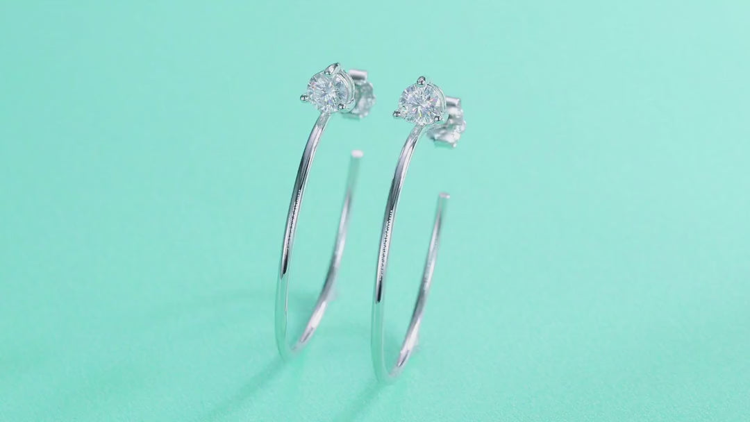 Whimsy Moissanite Open Hoop Earrings in Sterling Silver — video