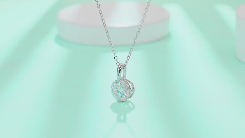 Celeste 2 Carat Moissanite Solitaire Pendant Necklace in Sterling Silver — video