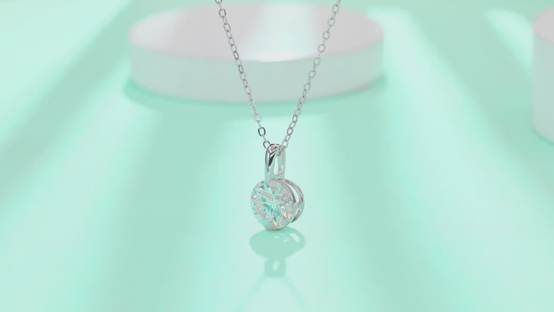 Celeste 2 Carat Moissanite Solitaire Pendant Necklace in Sterling Silver — video