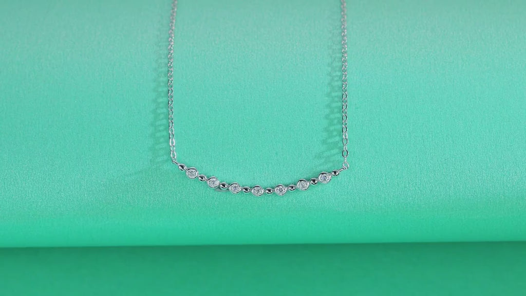 Constellation Moissanite Curved Bar Necklace in Sterling Silver — video