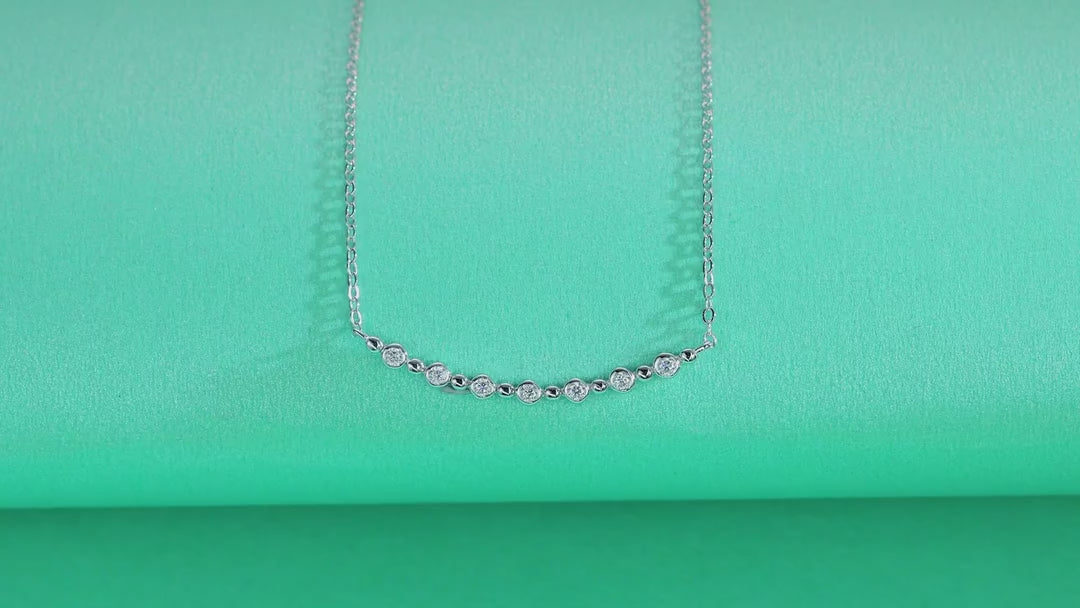 Constellation Moissanite Curved Bar Necklace in Sterling Silver — video
