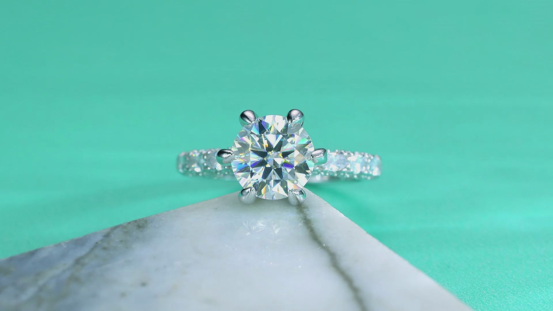 Fortuna Moissanite Solitaire Ring in Sterling Silver — video