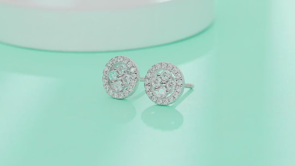 Sunna Moissanite Halo Stud Earrings in Sterling Silver — video