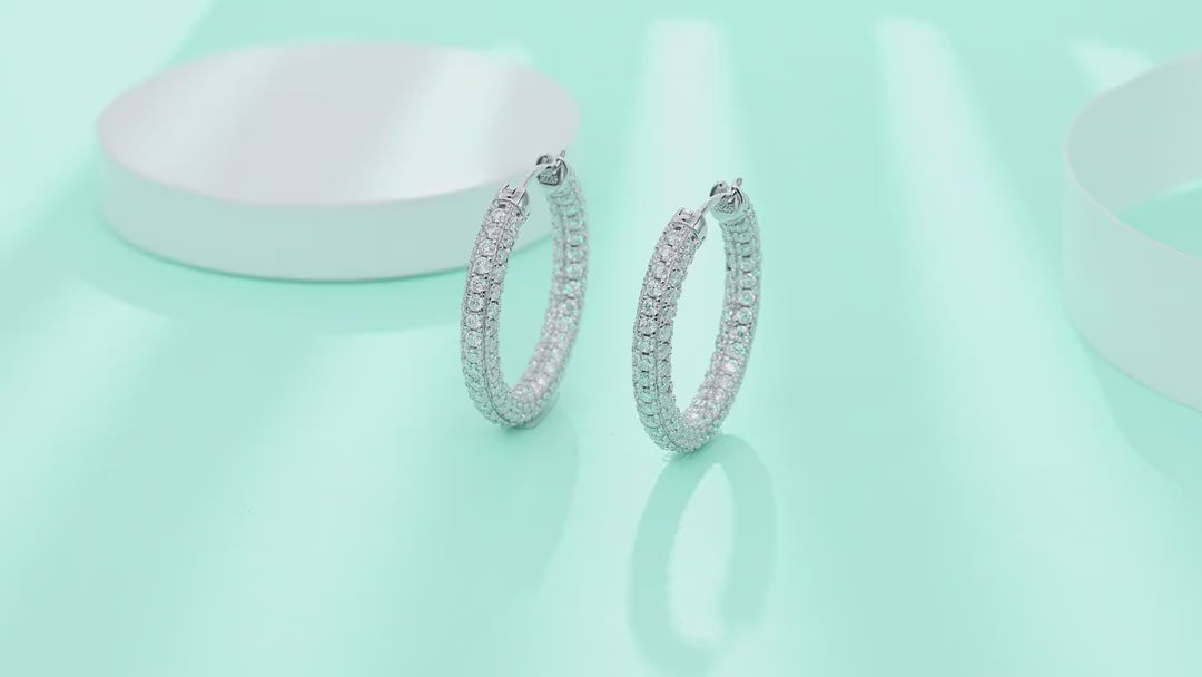 Eternel Moissanite Hoop Earrings in Sterling Silver — video