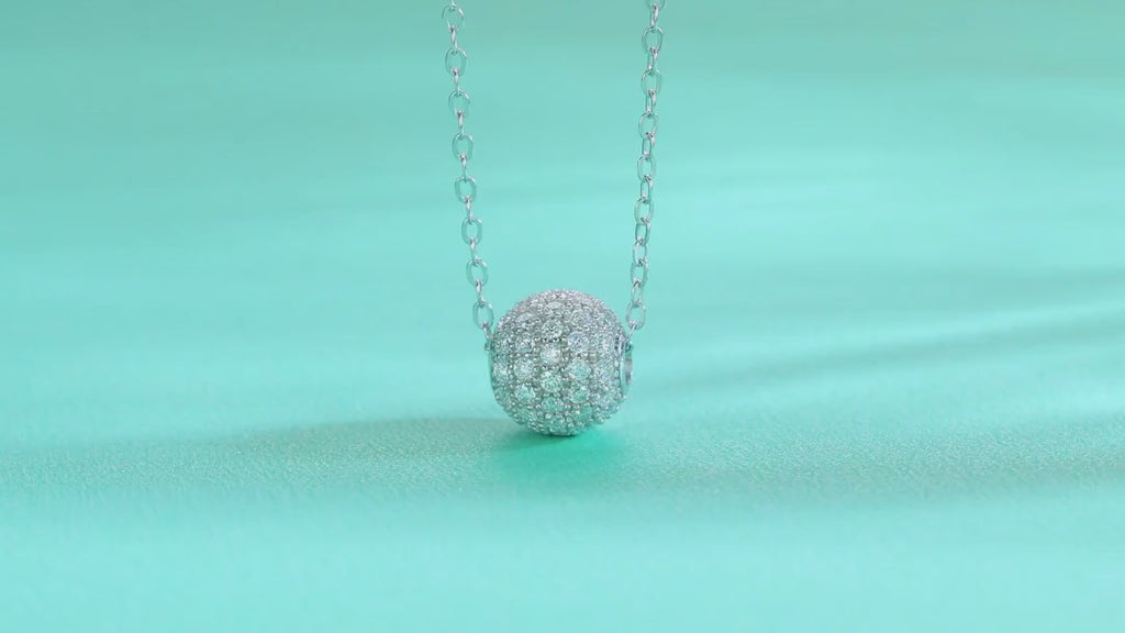 Rendezvous Moissanite Pavé Ball Pendant Necklace in Sterling Silver — video
