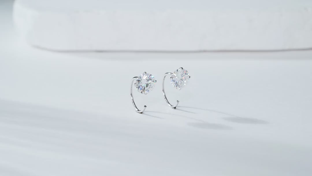 Nudo Moissanite Stud Earrings in Sterling Silver — video