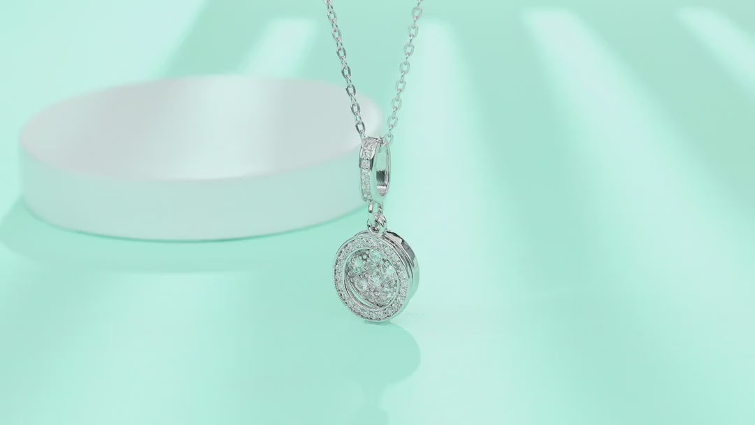 Union Moissanite Cluster Pendant Necklace in Sterling Silver — video