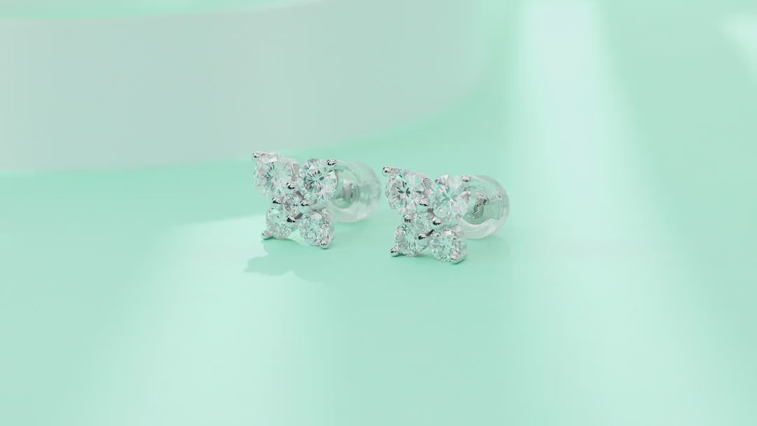 Petit Moissanite Clover Stud Earrings in Sterling Silver — video