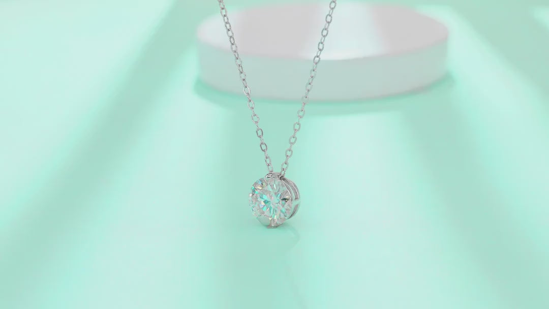 Serene 2 Carat Moissanite Solitaire Pendant Necklace in Sterling Silver — video