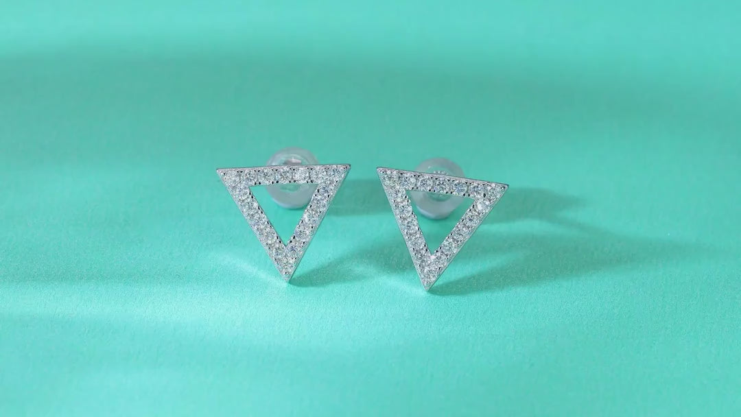 Apex Moissanite Triangle Stud Earrings in Sterling Silver — video