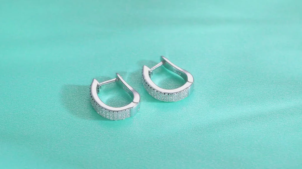 Twinrow Moissanite Huggie Hoop Earrings in Sterling Silver — video
