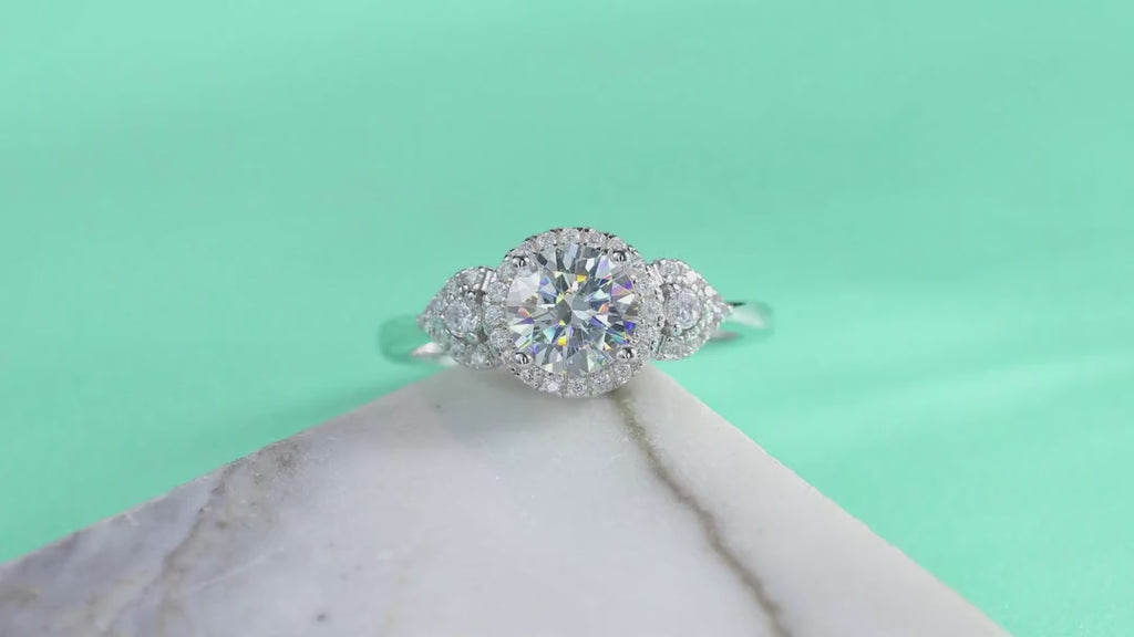 Chiaroscuro Oval-Cut Moissanite Halo Ring in Sterling Silver — video