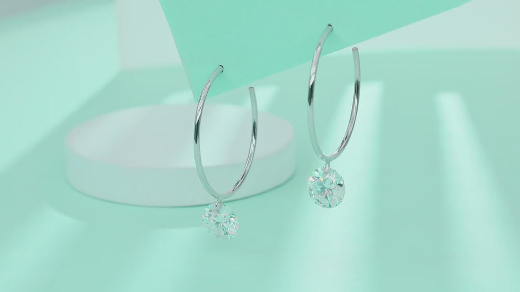 Suspend Moissanite Hoop Drop Earrings in Sterling Silver — video