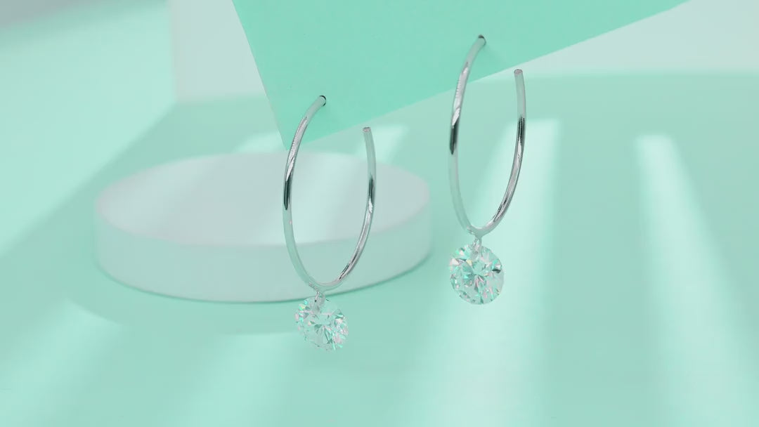 Suspend Moissanite Hoop Drop Earrings in Sterling Silver — video