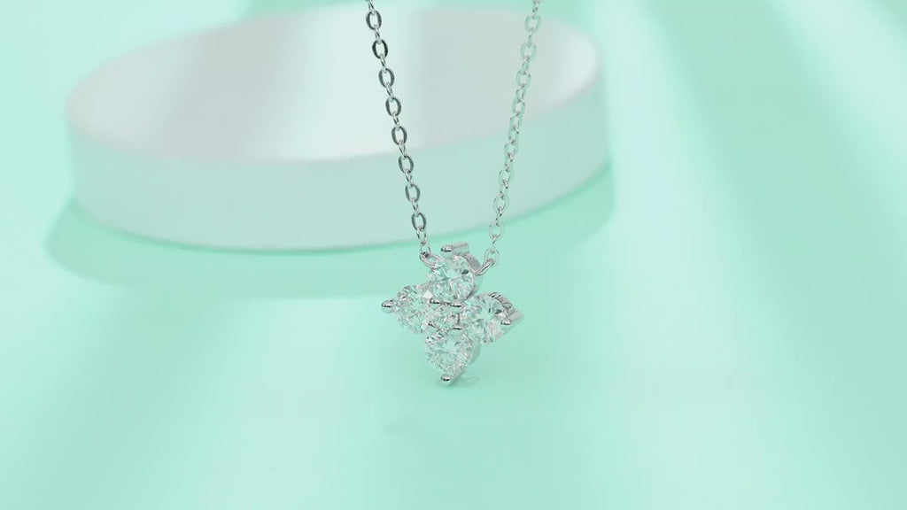 Clover Moissanite Clover Pendant Necklace in Sterling Silver — video
