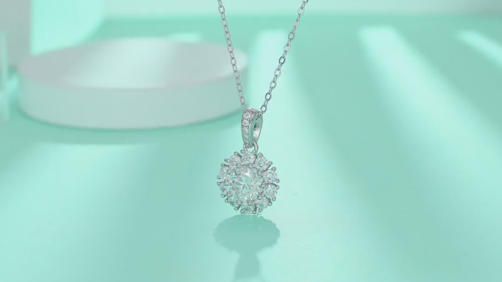 Bloom 1 Carat Moissanite Flower Pendant Necklace in Sterling Silver — video
