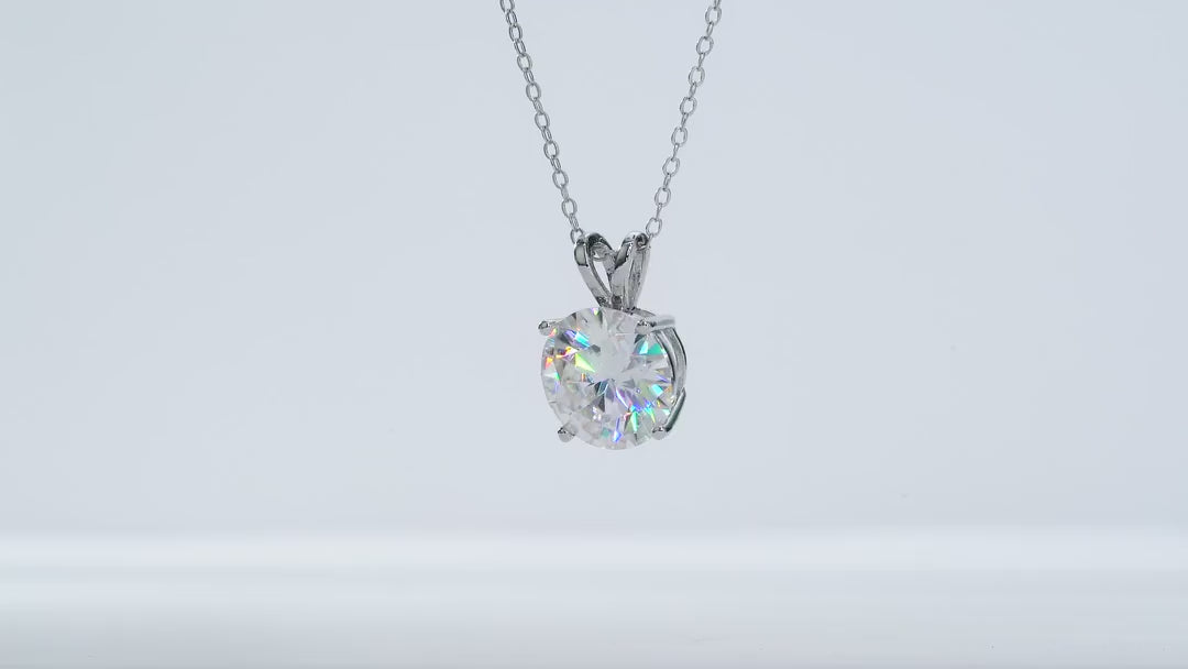 Radiance Moissanite Solitaire Pendant Necklace in Sterling Silver — video